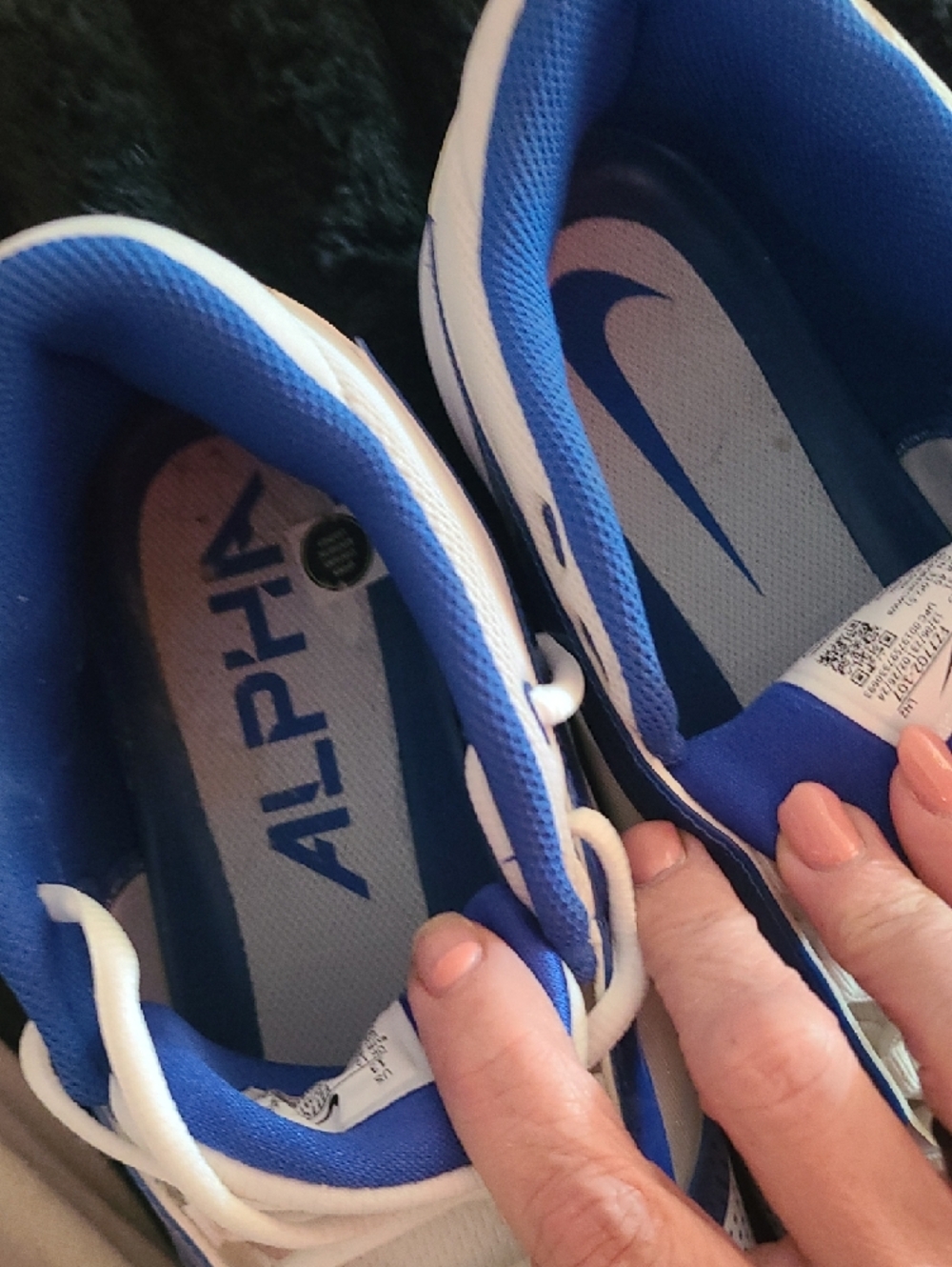 Nike White and Royal Blue Alpha Football Cleats - Picture 3 of 7